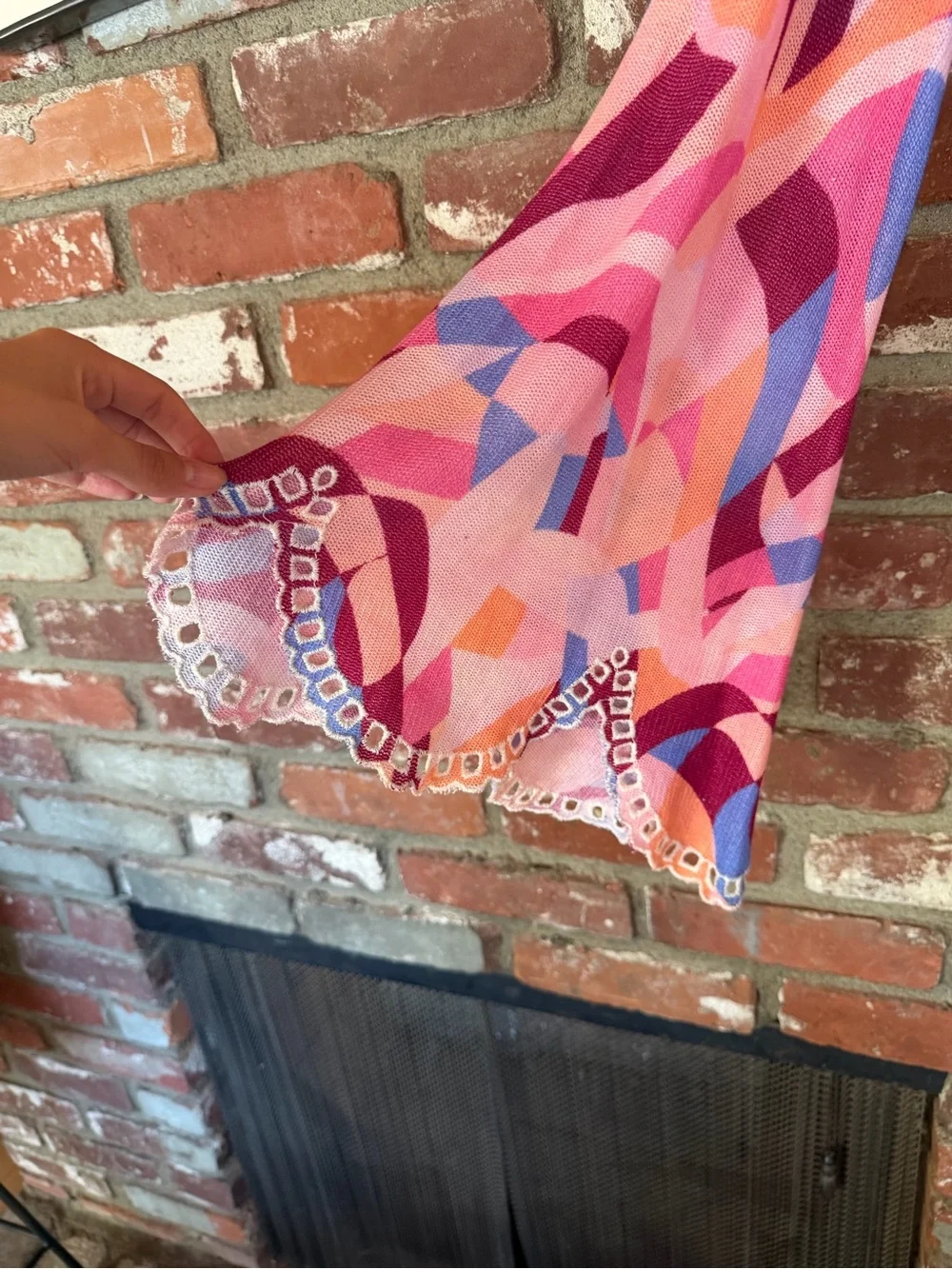 Free People Pink Multi-Color Crochet Lace-Up Crop Top